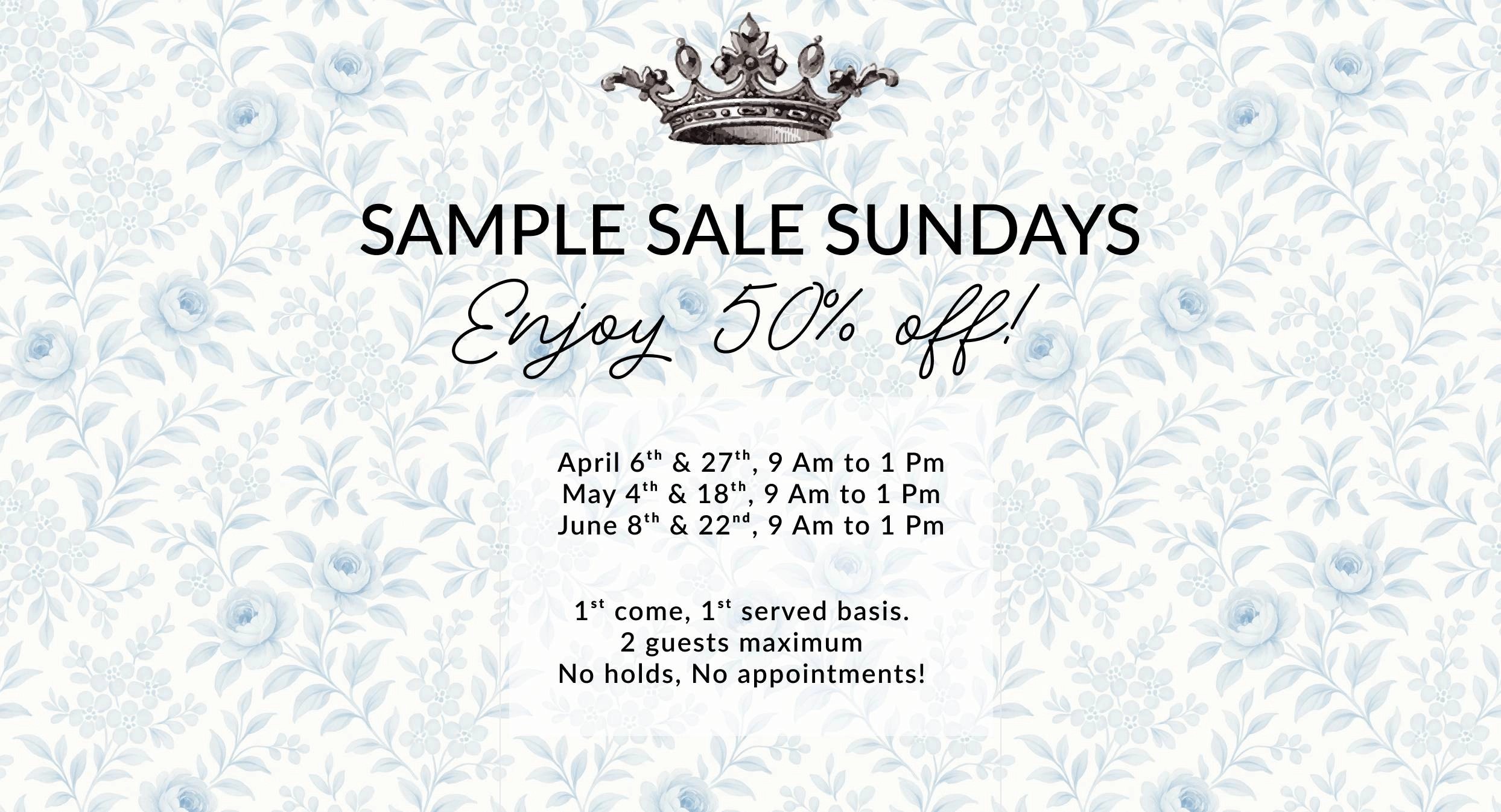 Sample Sale Sundays event banner Desktop